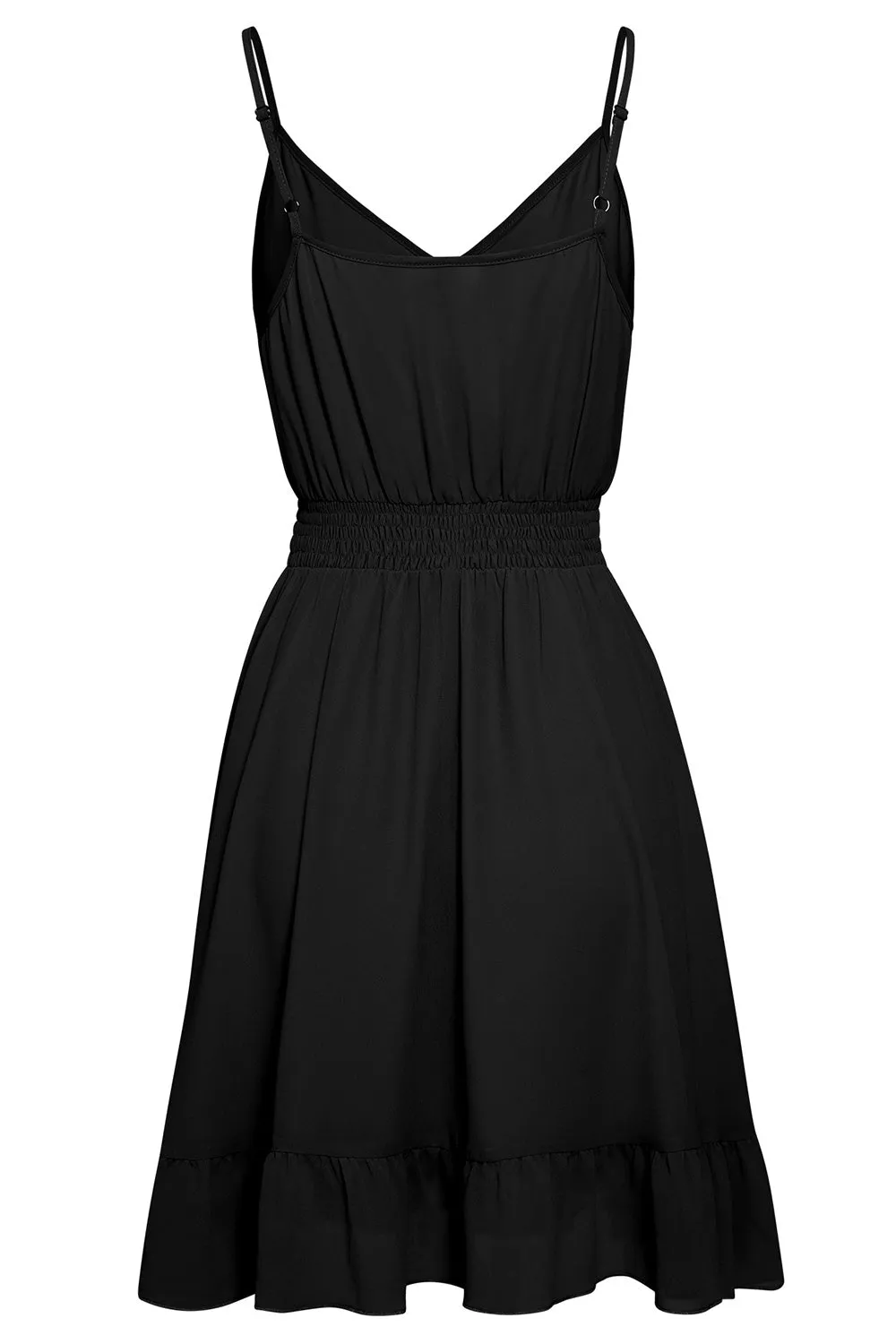 Black Spaghetti Straps A Line Summer Dress sold by Zapaka product image thumbnail 4