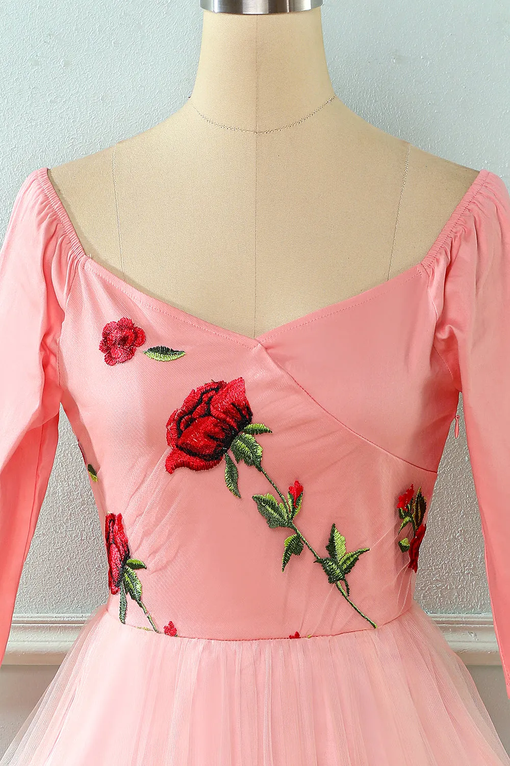 Embroidered Rose Lace Mesh Vintage Dress sold by Zapaka product image thumbnail 4