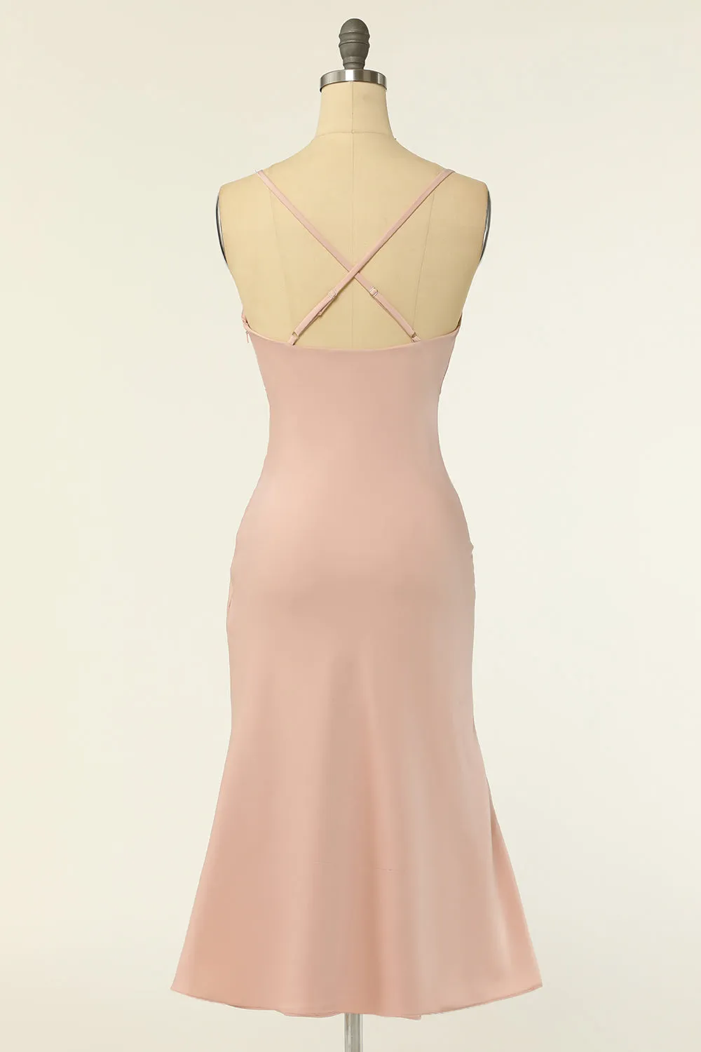 Sheath Spaghetti Straps Blush Bridesmaid Dress sold by Zapaka product image thumbnail 2