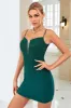 Bodycon Spaghetti Straps Dark Green Short Homecoming Dress with Beading sold by Zapaka