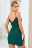 Bodycon Spaghetti Straps Dark Green Short Homecoming Dress with Beading sold by Zapaka
