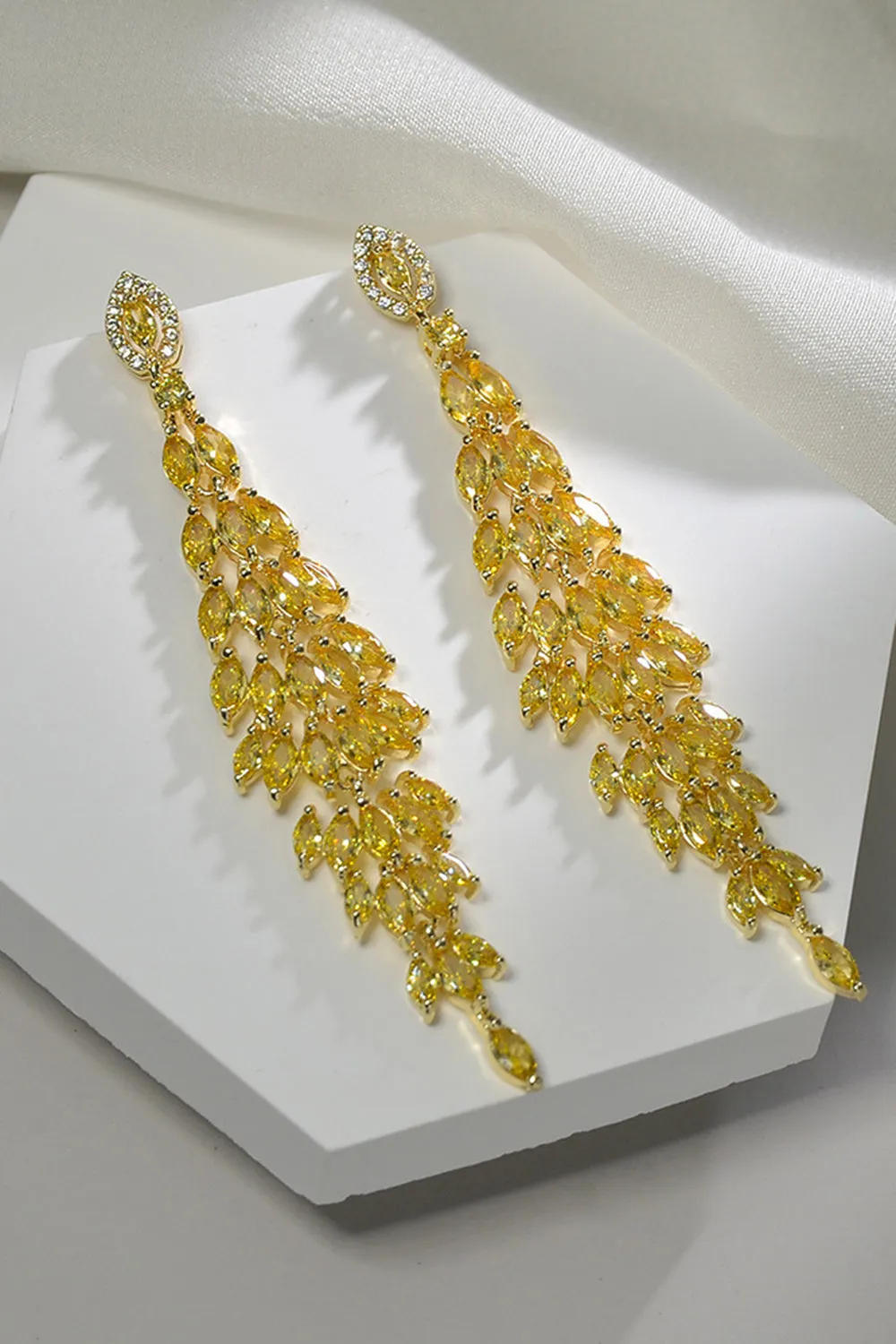 Yellow Rhinestone Dangling Earrings sold by Zapaka product image thumbnail 2