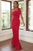 Red Sheath One Shoulder Prom Dress sold by Zapaka