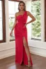 Red Sheath One Shoulder Prom Dress sold by Zapaka