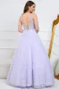 A Line V Neck Purple Long Prom Dress with 3D Flowers sold by Zapaka