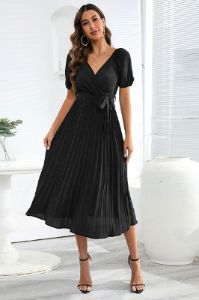 A-Line Short Sleeves Black Wedding Party Dress sold by Zapaka