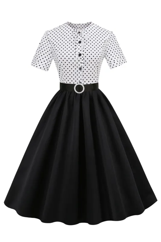 Black and White Polka Dots Vintage 1950s Dress sold by Zapaka