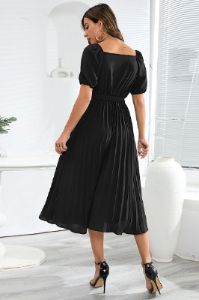 A-Line Short Sleeves Black Wedding Party Dress sold by Zapaka