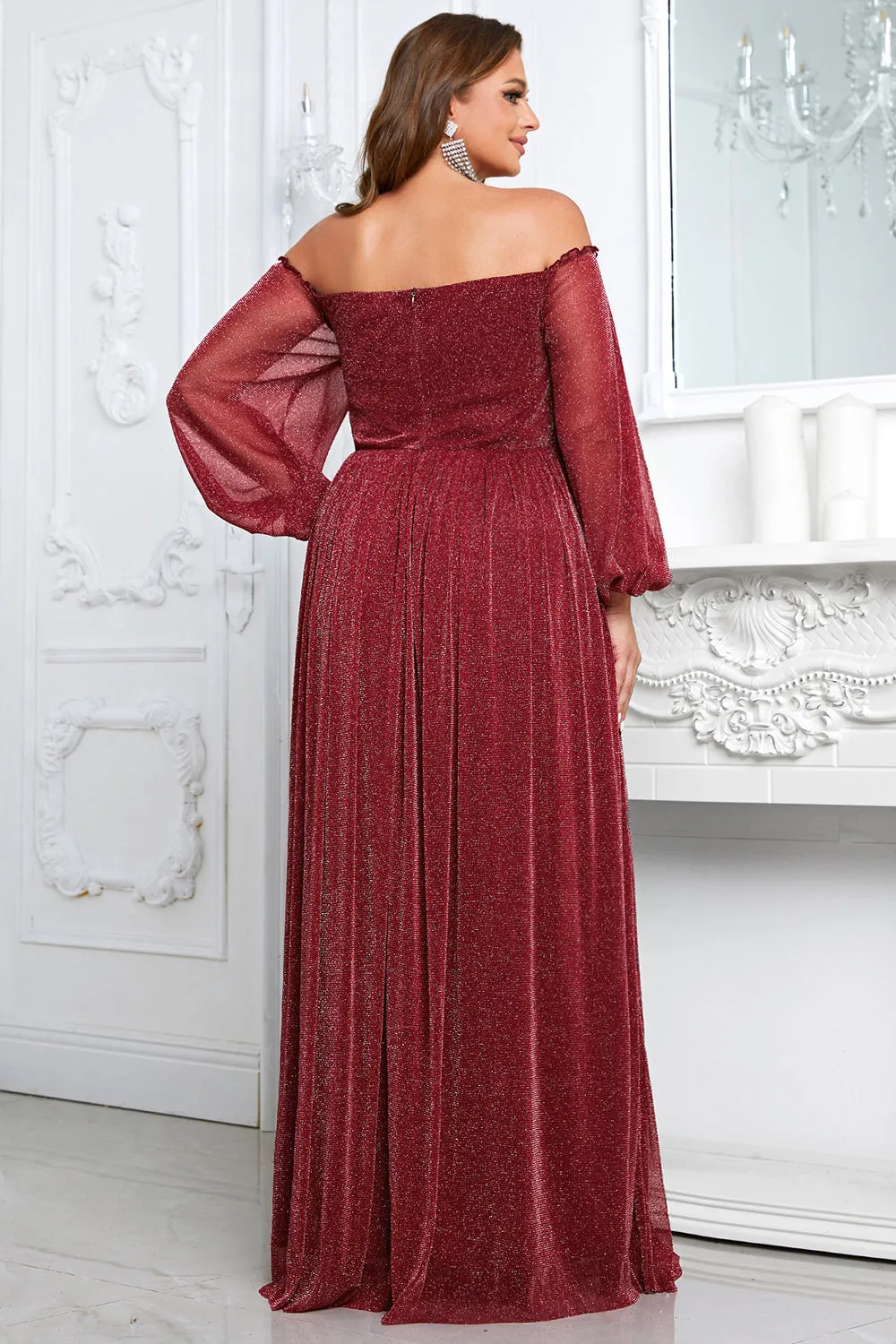 Black A-Line Off The Shoulder Plus Size Prom Dress sold by Zapaka product image thumbnail 5