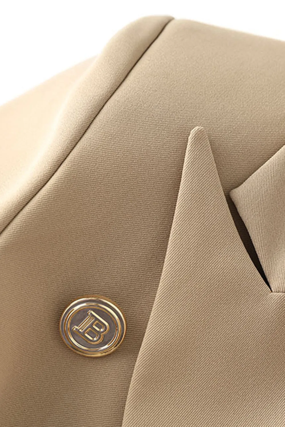 Light Brown Peak Lapel Slim Fit Women Blazer with Belt sold by Zapaka product image thumbnail 4