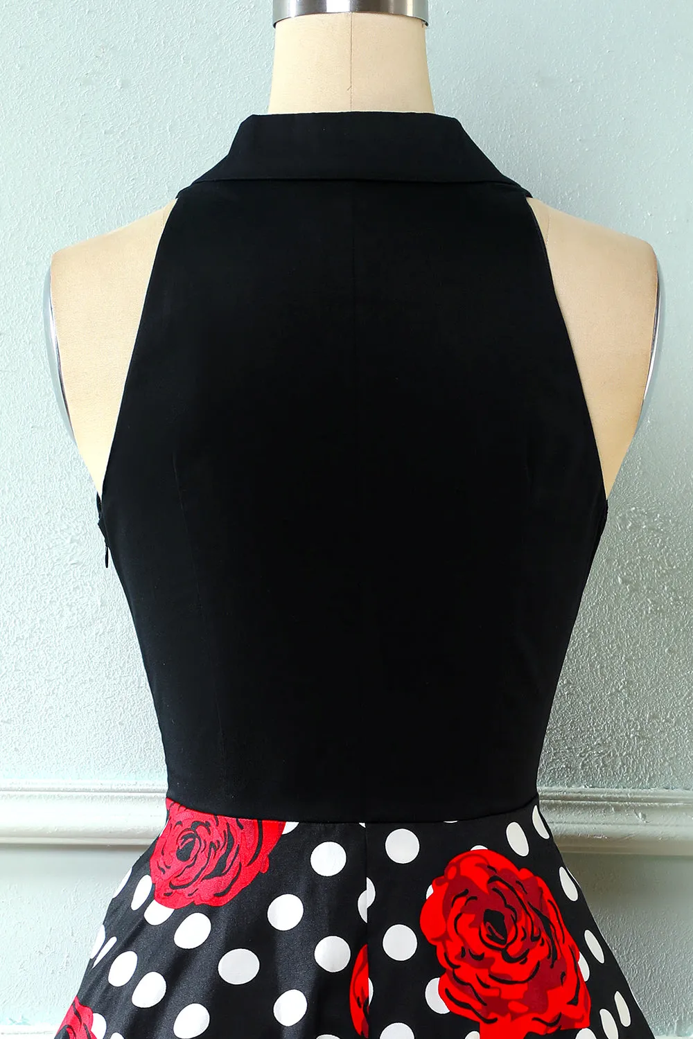 Black Rose Floral Polka Dots Vintage Dress sold by Zapaka product image thumbnail 4