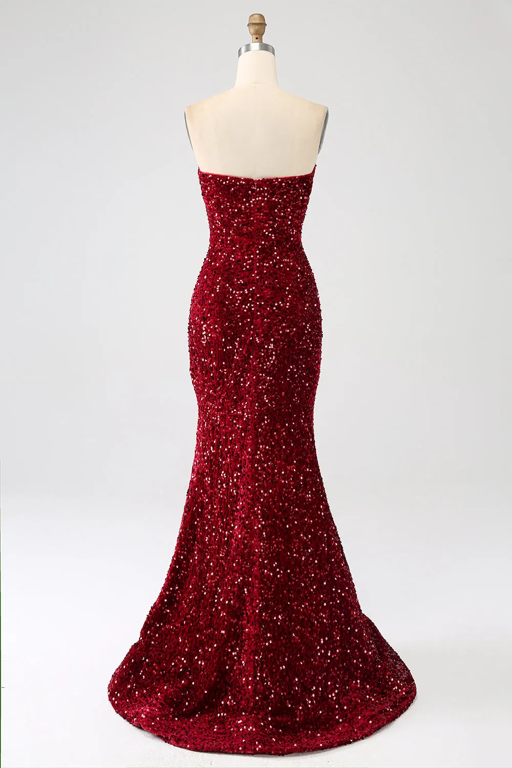 Red Strapless Sequins Long Mermaid Prom Dress With Slit sold by Zapaka product image thumbnail 2