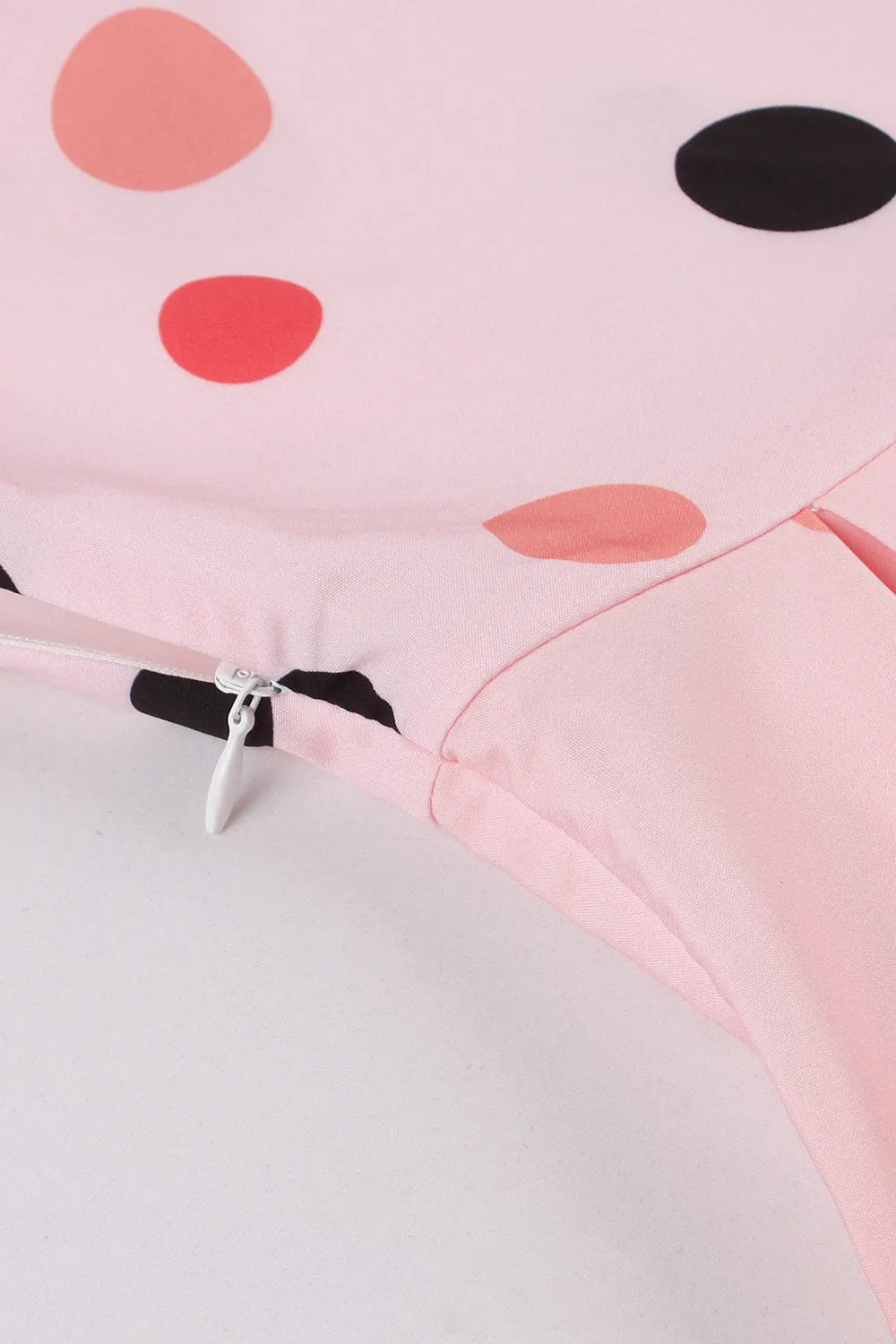 A Line Spaghetti Straps Pink Polka Dots Vintage Dress sold by Zapaka product image thumbnail 5