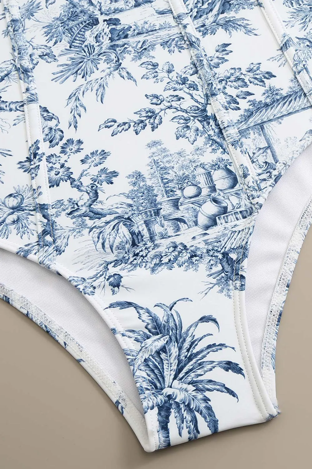 Blue Printed High Waist One Piece Swimwear sold by Zapaka product image thumbnail 4