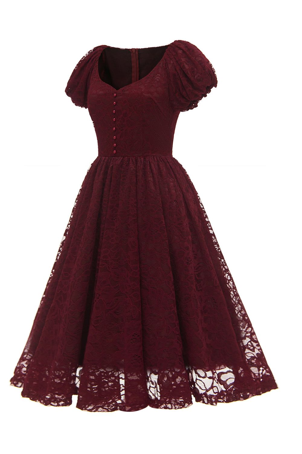 Puff Sleeves A-line Lace Dress sold by Zapaka product image thumbnail 3
