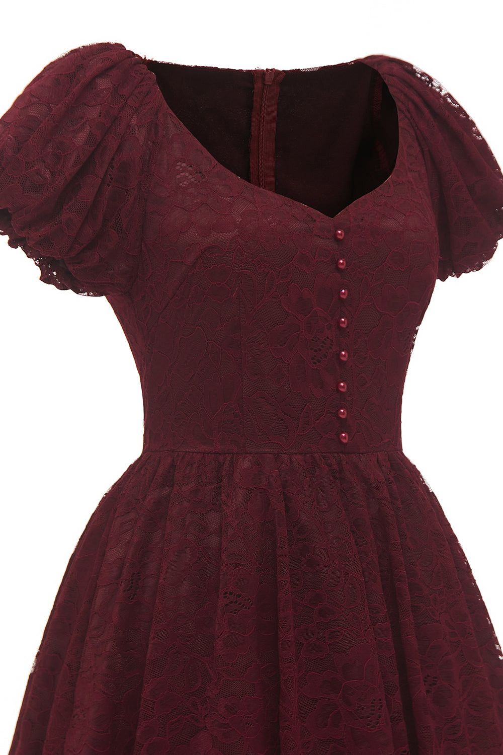 Puff Sleeves A-line Lace Dress sold by Zapaka product image thumbnail 4