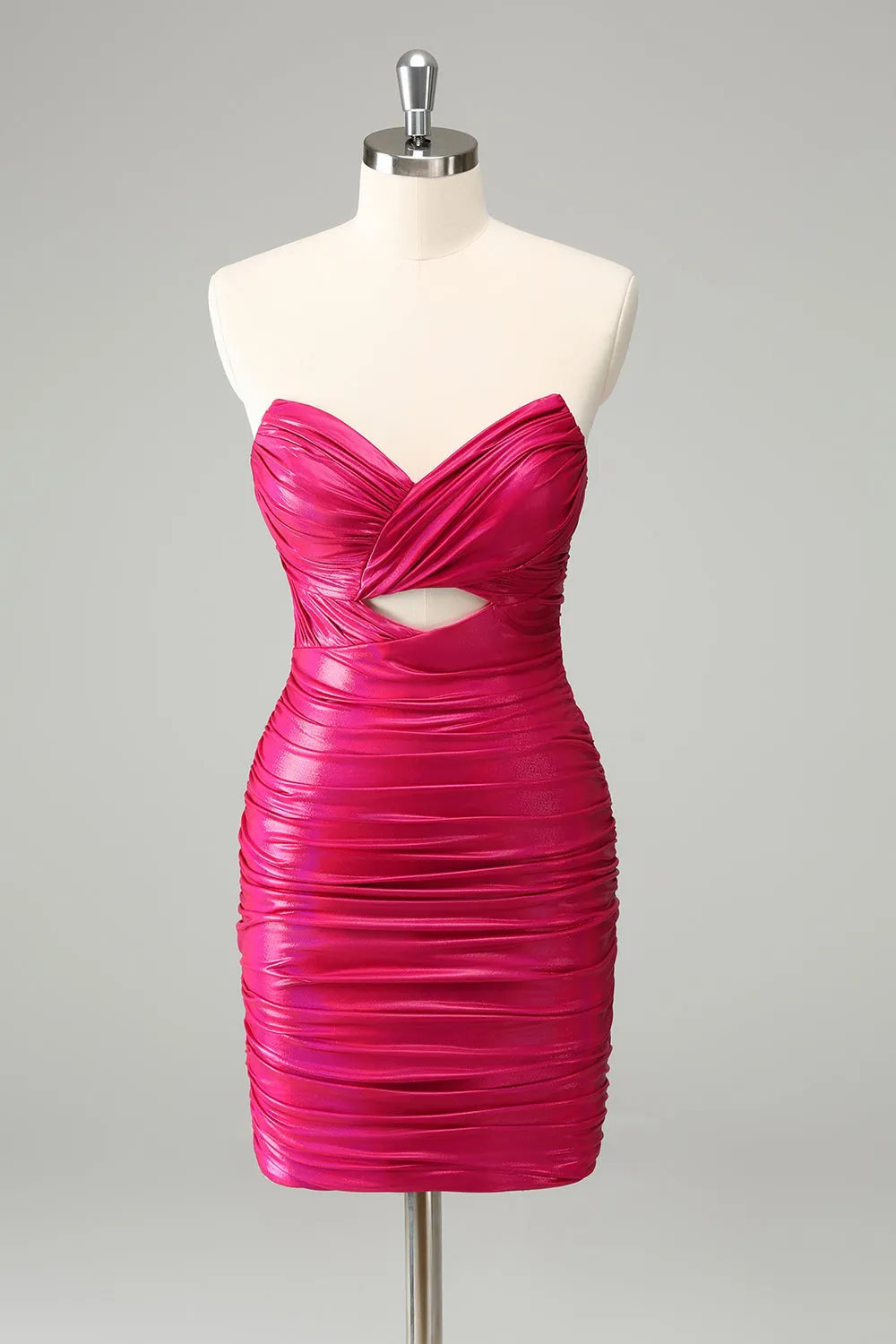 Fuchsia Bodycon Sweetheart Keyhole Short Homecoming Dress sold by Zapaka