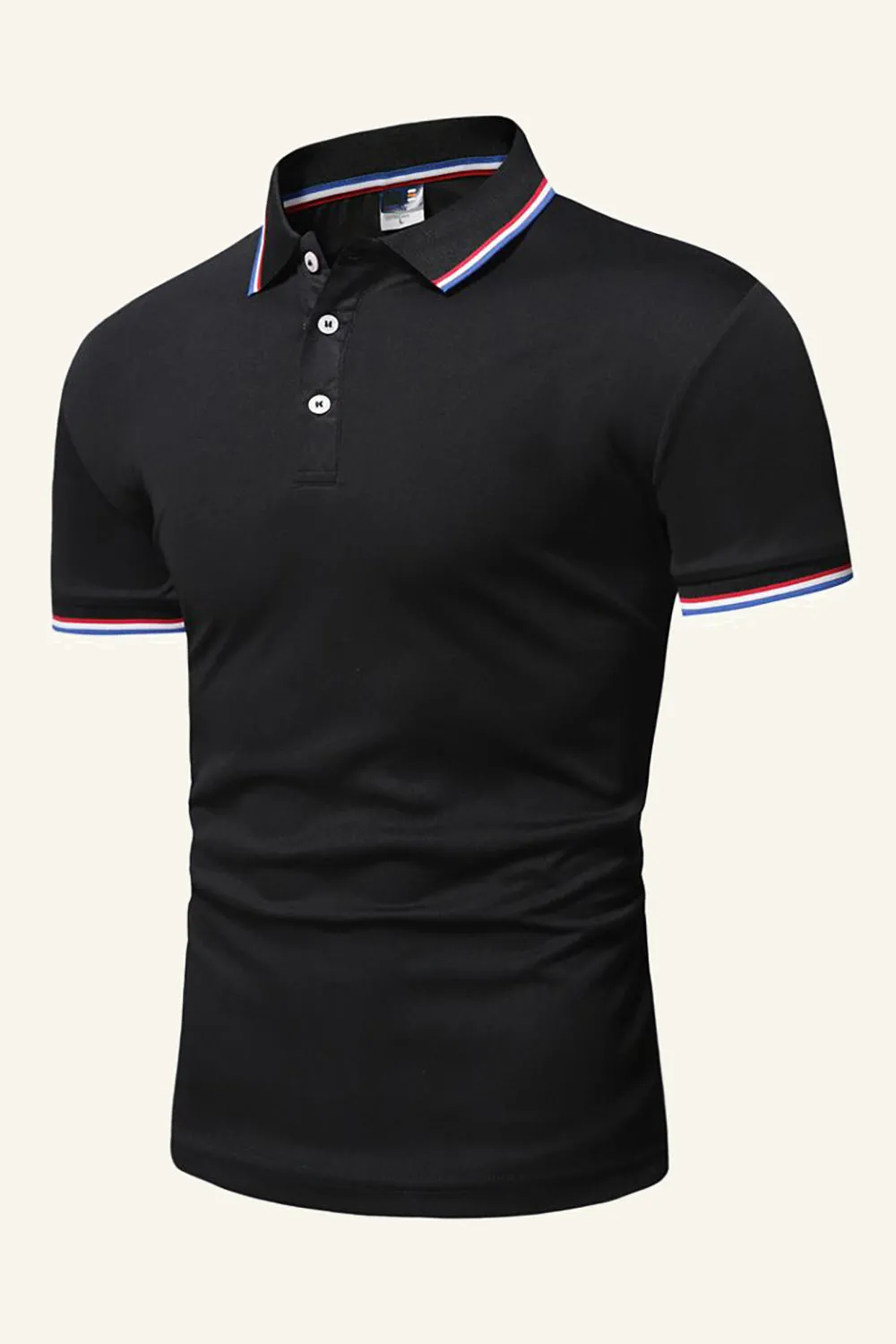 Men's Black Cotton Short-sleeve Casual Polo Shirt sold by Zapaka product image thumbnail 3