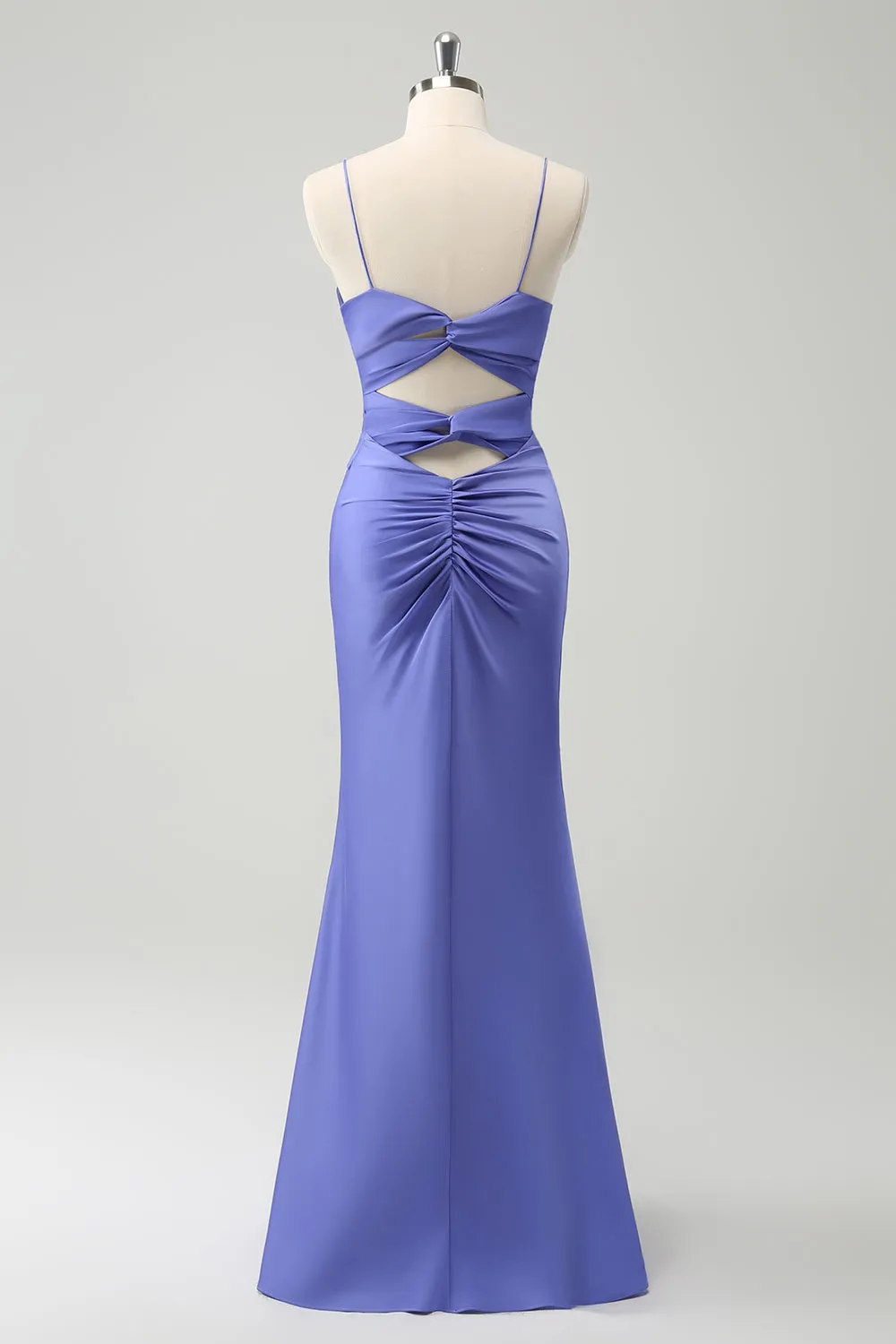 Purple Mermaid Spaghetti Straps Hollow Out Twist Front Bridesmaid Dress sold by Zapaka product image thumbnail 2