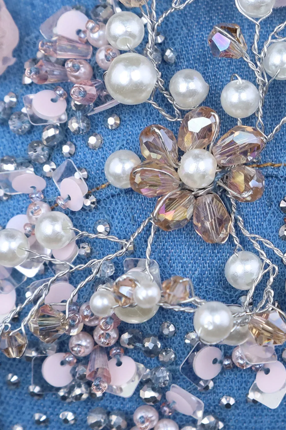 Sparkly Beaded Blue Jeans Corset Top sold by Zapaka product image thumbnail 4