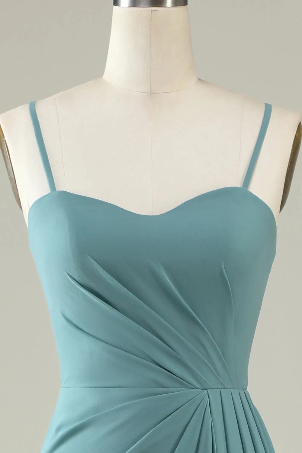 Green Draped Long Chiffon Bridesmaid Dress sold by Zapaka product image thumbnail 4