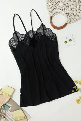 Black Spaghetti Straps Cami with Lace sold by Zapaka