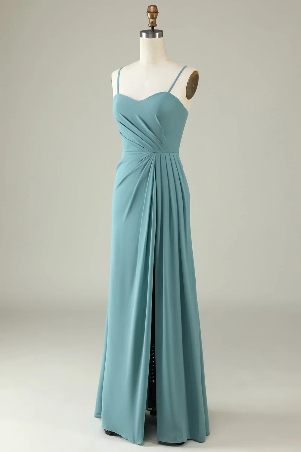 Green Draped Long Chiffon Bridesmaid Dress sold by Zapaka product image thumbnail 3