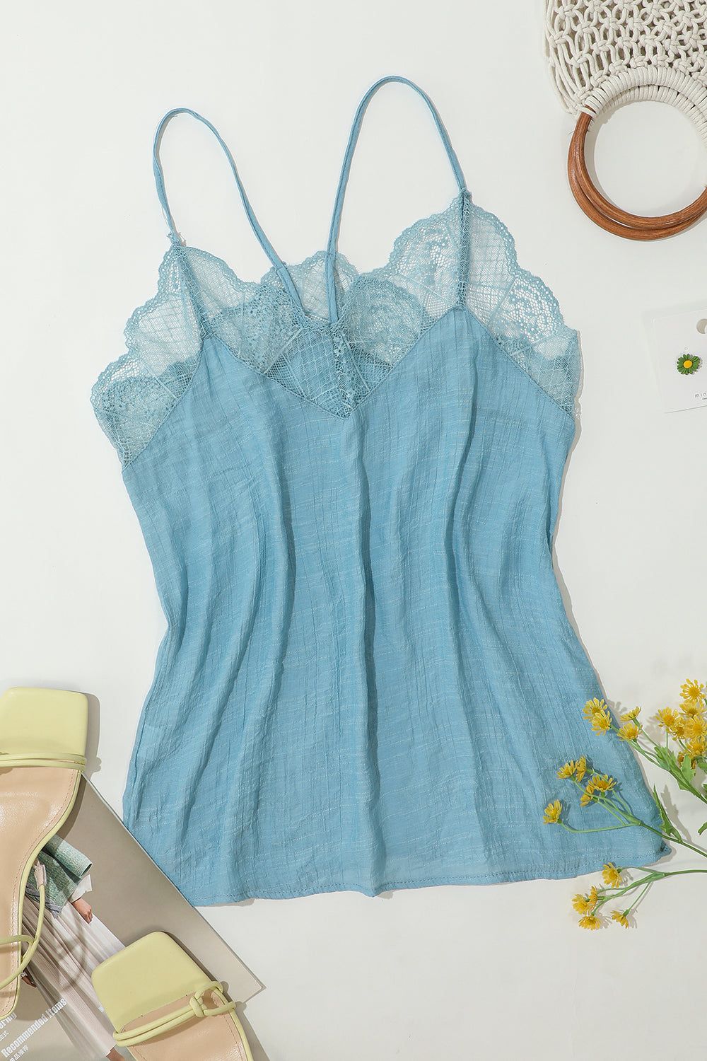 Black Spaghetti Straps Cami with Lace sold by Zapaka product image thumbnail 5