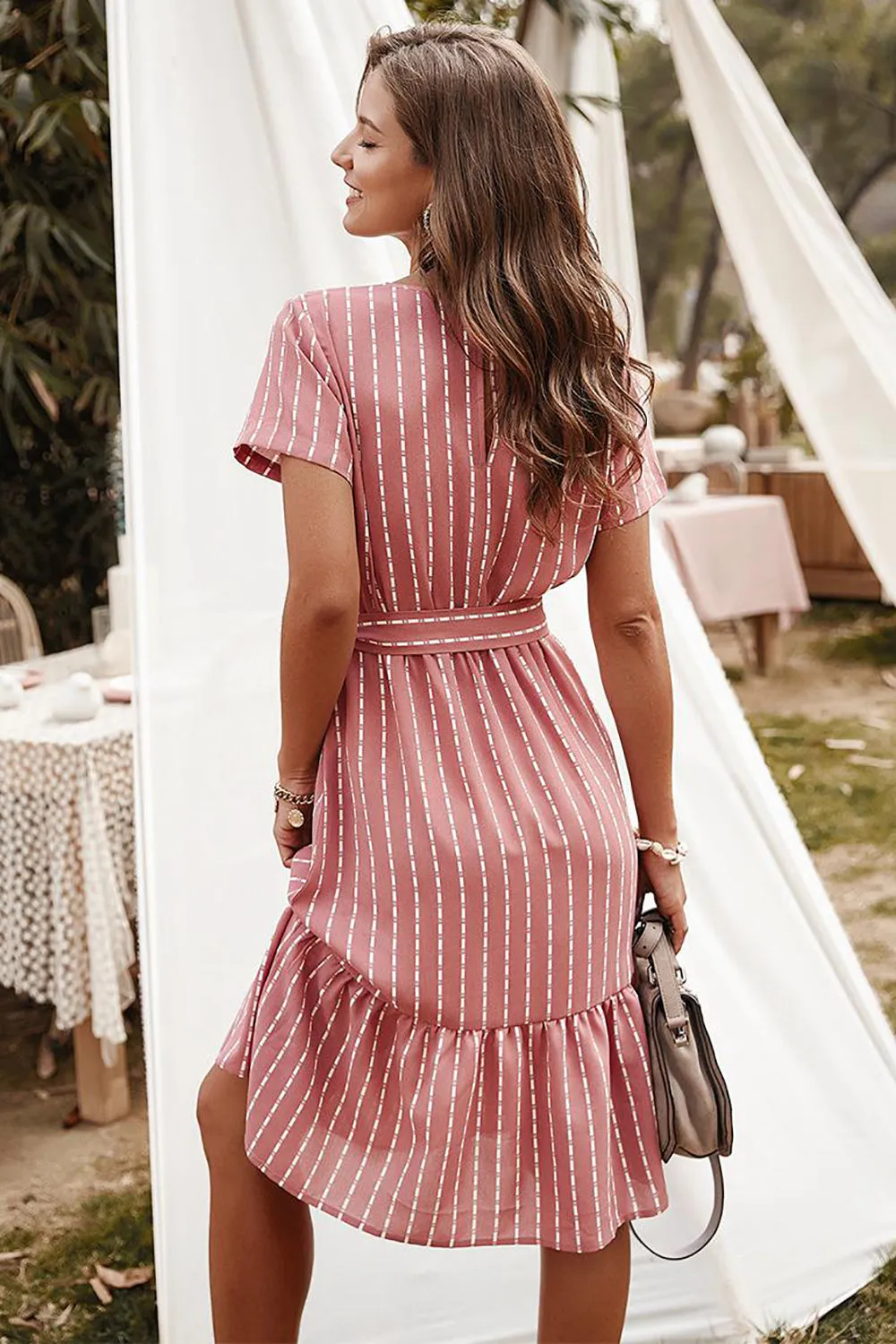 Yellow Striped Midi Casual Dress sold by Zapaka product image thumbnail 5