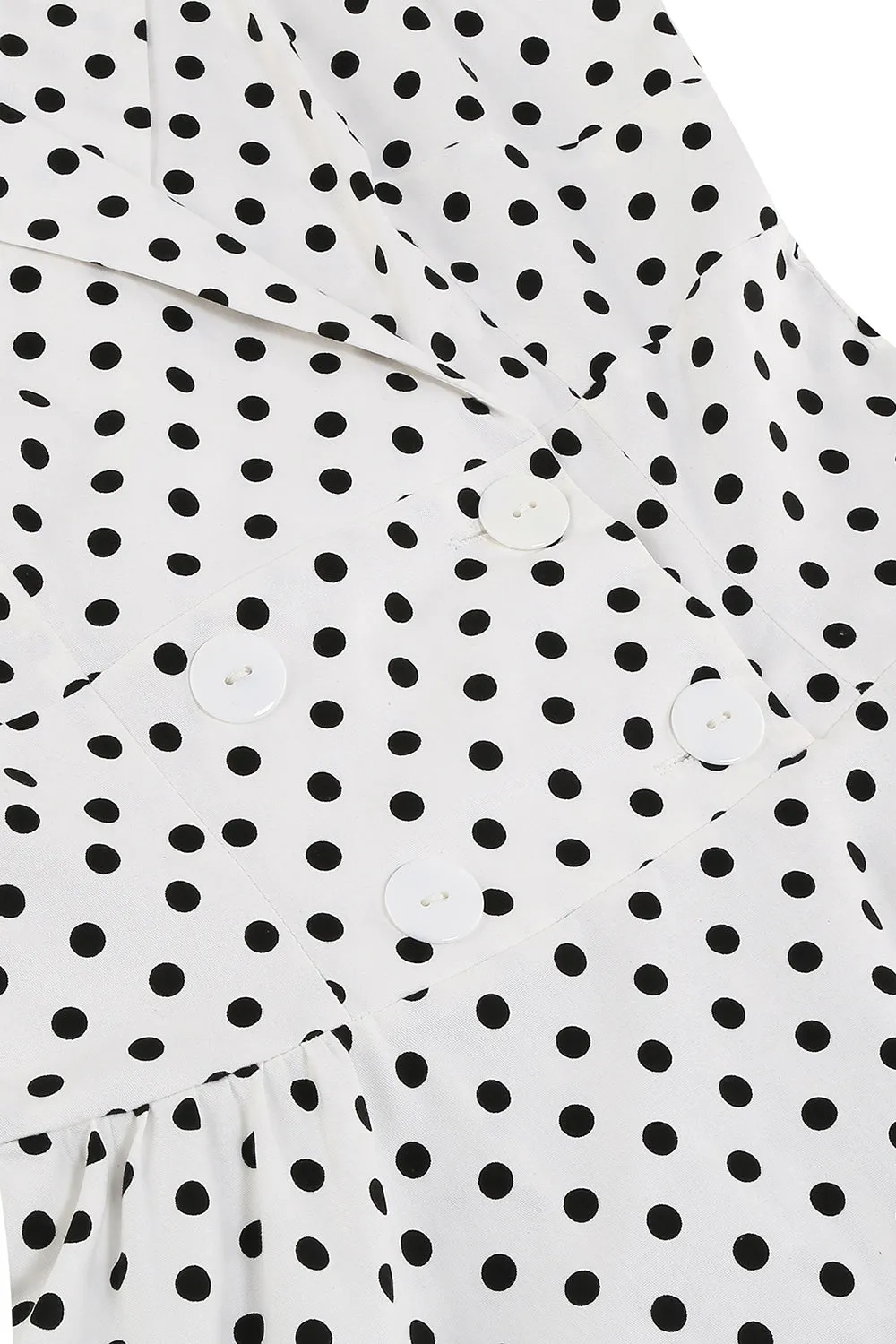 White Polka Dots Lapel Neck 1950s Dress sold by Zapaka product image thumbnail 4