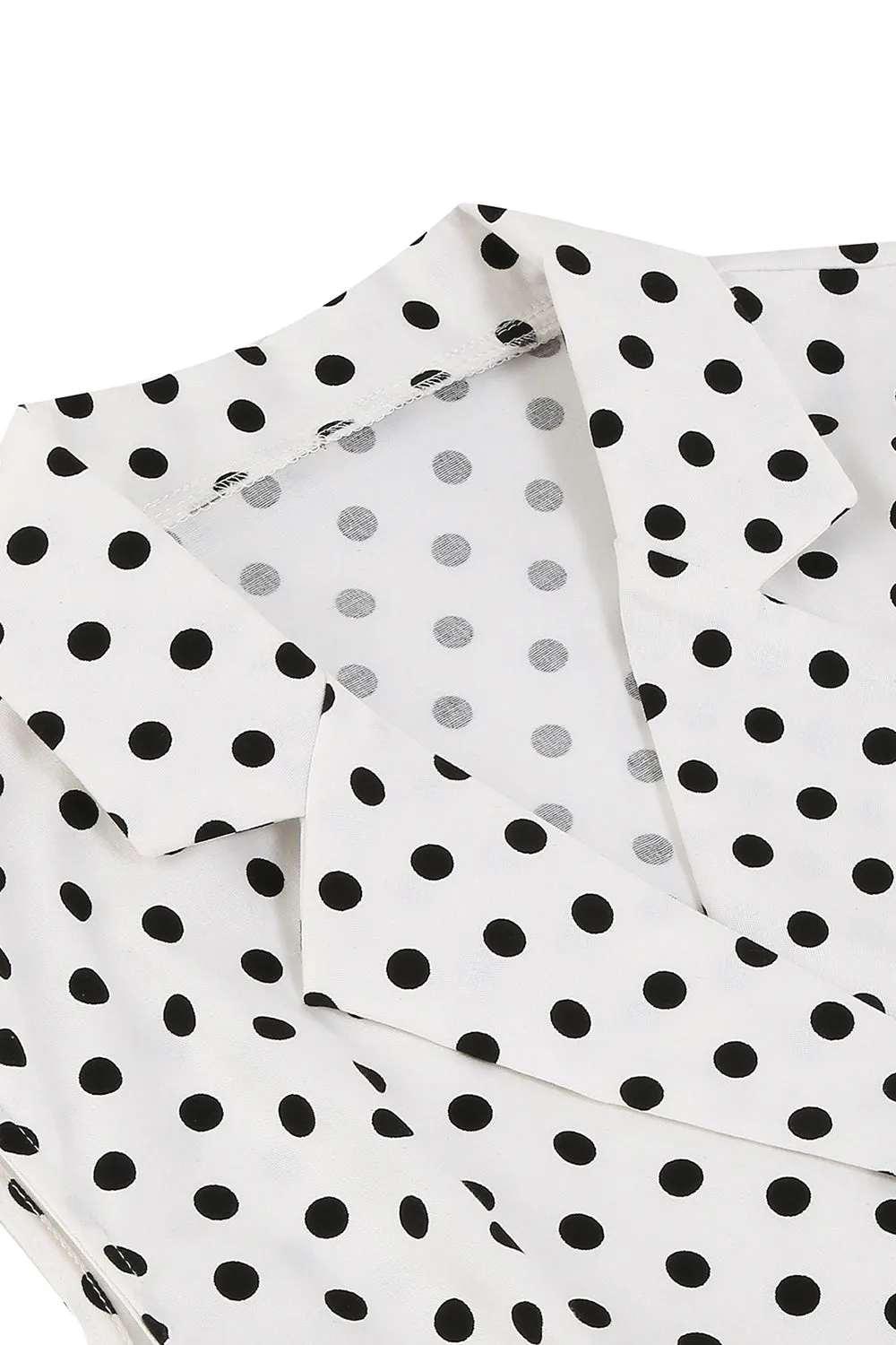White Polka Dots Lapel Neck 1950s Dress sold by Zapaka product image thumbnail 5