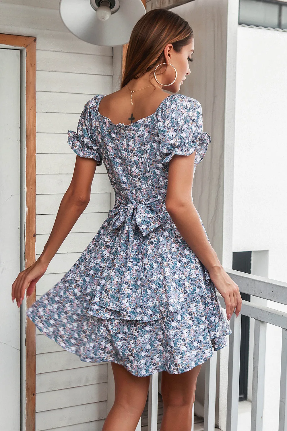 Blue Floral Summer Boho Dress sold by Zapaka product image thumbnail 2