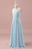 Light Blue V-Neck Chiffon Junior Bridesmaid Dress sold by Zapaka