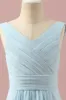 Light Blue V-Neck Chiffon Junior Bridesmaid Dress sold by Zapaka
