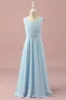 Light Blue V-Neck Chiffon Junior Bridesmaid Dress sold by Zapaka