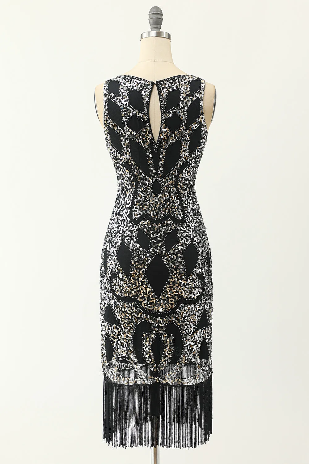 Scoop Neck Black Silver 1920s Dress sold by Zapaka product image thumbnail 2