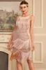 Blush Sparkly Fringes Great Gatsby Dress with Sequins sold by Zapaka