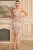 Blush Sparkly Fringes Great Gatsby Dress with Sequins sold by Zapaka