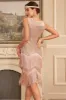 Blush Sparkly Fringes Great Gatsby Dress with Sequins sold by Zapaka