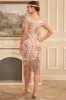 Sparkly Blush Fringed 1920s Flapper Dress sold by Zapaka