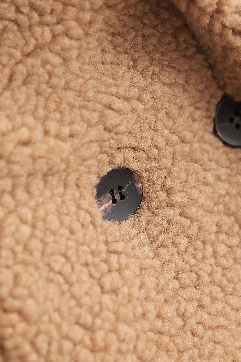 Brown Notched Lapel Long Teddy Wool coat sold by Zapaka product image thumbnail 4