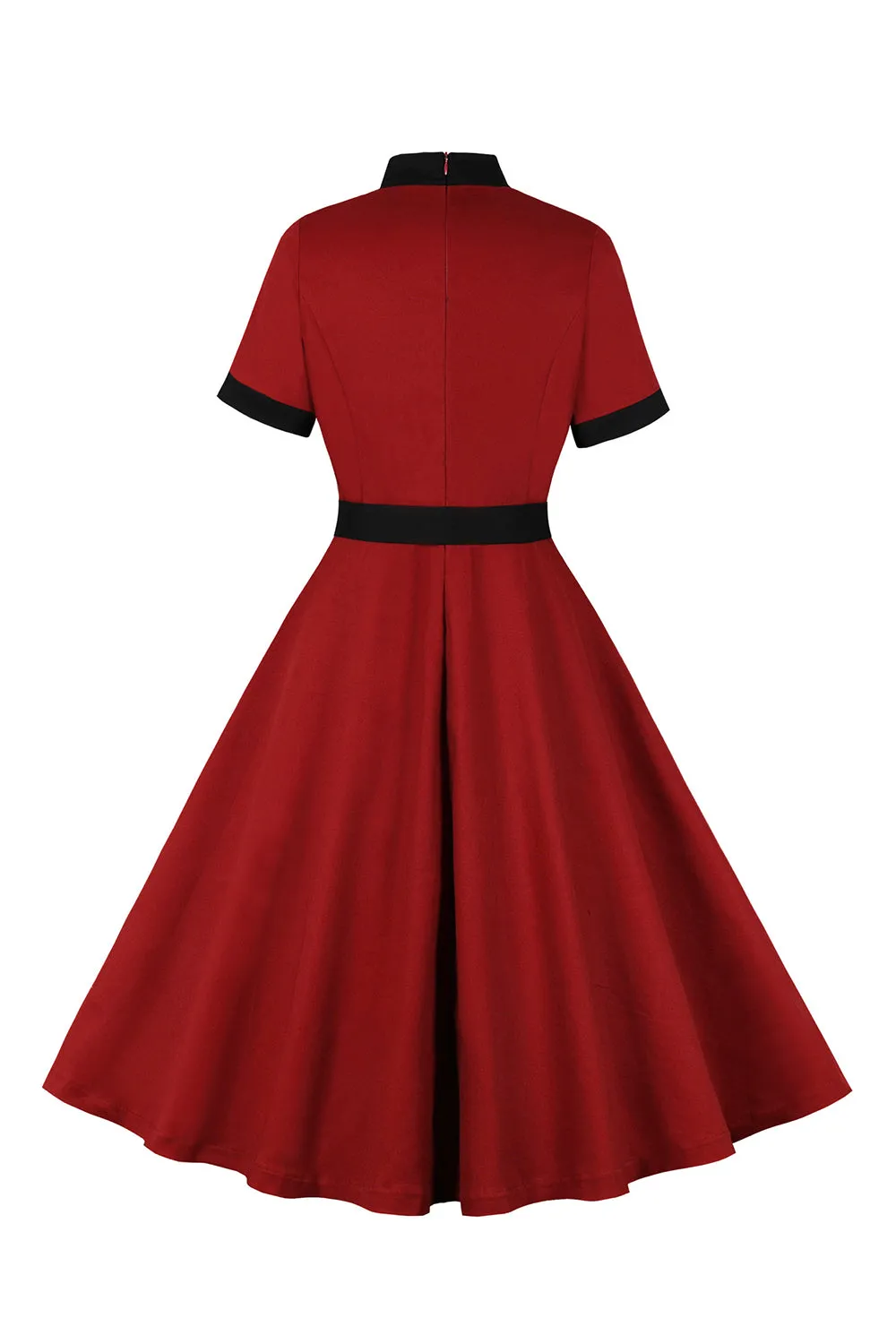 Red A Line 1950s Swing Dress with Belt sold by Zapaka product image thumbnail 2