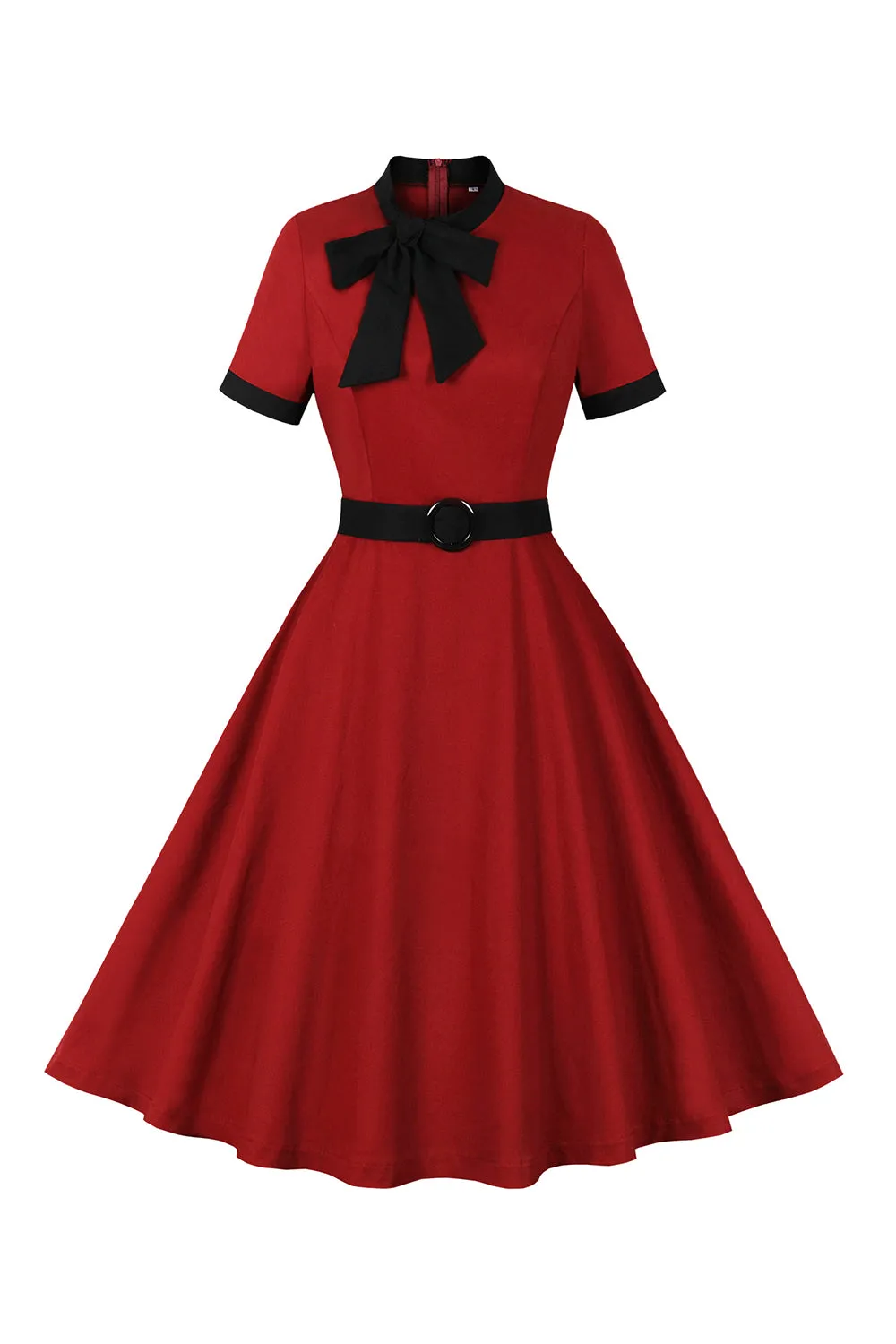 Red A Line 1950s Swing Dress with Belt sold by Zapaka