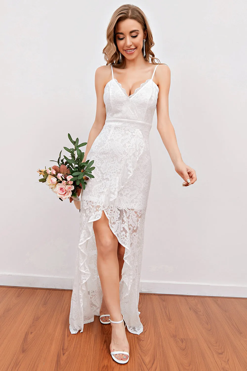 White Lace Beach Wedding Dress sold by Zapaka