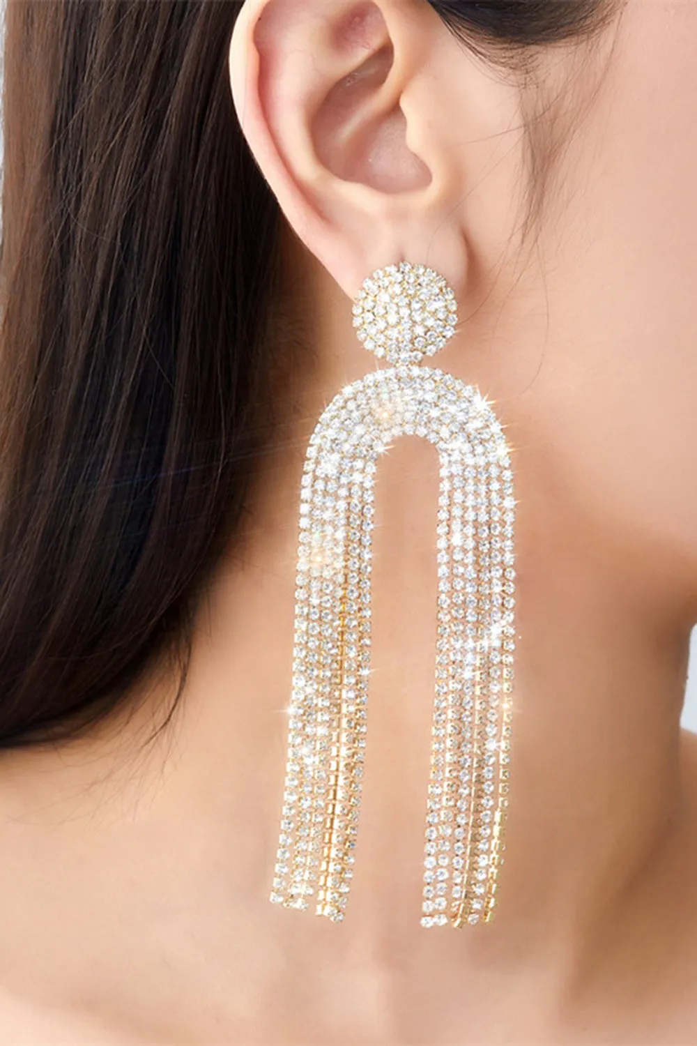 White Rhinestone Drop Earrings sold by Zapaka product image thumbnail 2