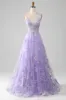 A-Line Sequins Purple Prom Dress with Embroidery sold by Zapaka