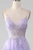 A-Line Sequins Purple Prom Dress with Embroidery sold by Zapaka