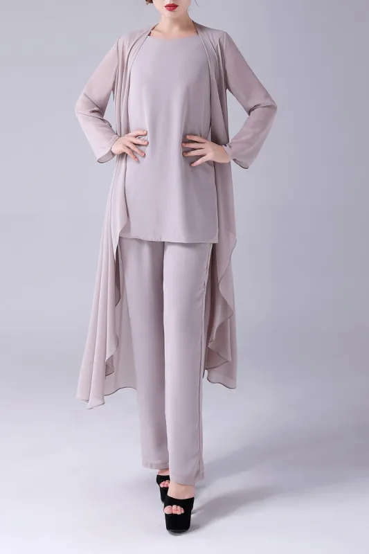 Apricot Long Sleeves 3 Pieces Mother of the Bride Pant Suits sold by Zapaka