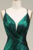 Hot Mermaid Spaghetti Straps Dark Green Long Prom Dress with Open Back sold by Zapaka