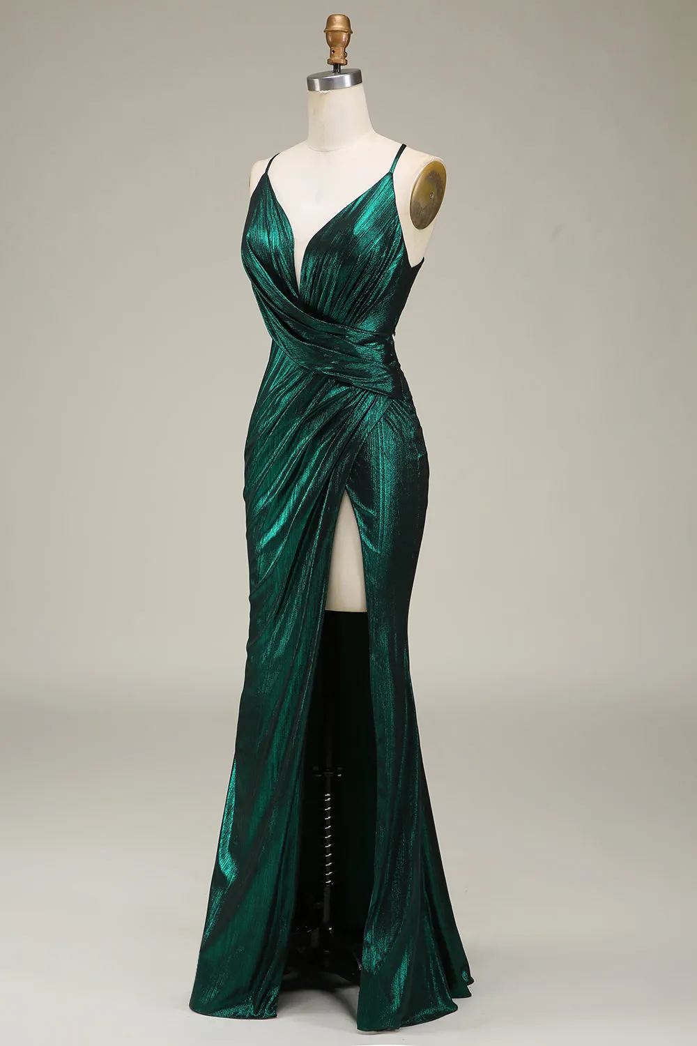 Hot Mermaid Spaghetti Straps Dark Green Long Prom Dress with Open Back sold by Zapaka product image thumbnail 3